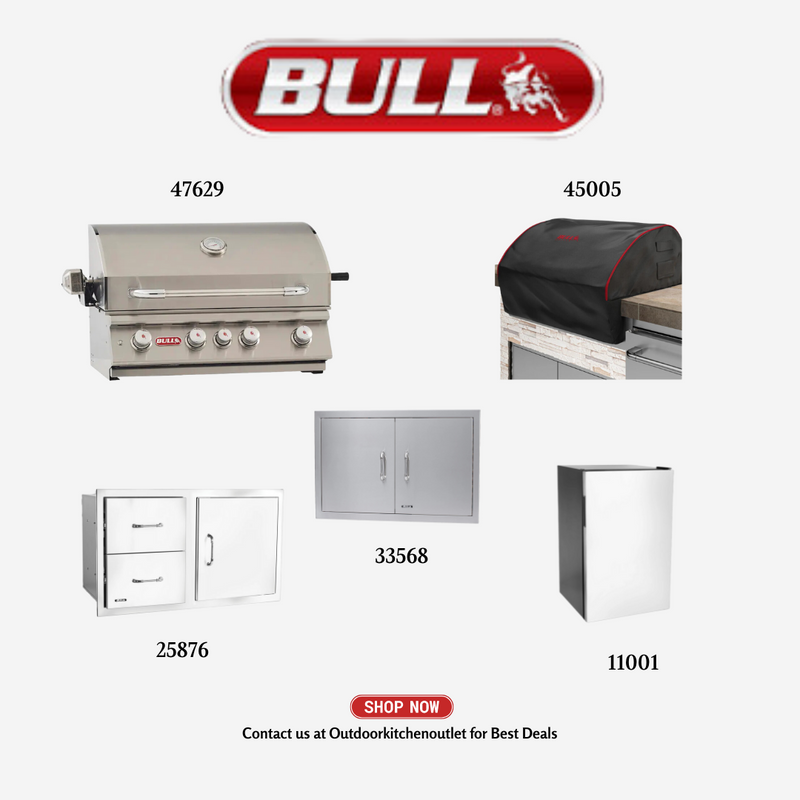 Bull BBQ Package 30" 4 Burner Angus Grill NG Outdoor Kitchen Stainless Steel AngusNGPCKG2