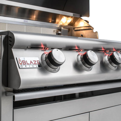 Blaze LTE 40 Inch 5-Burner Natural Gas Grill w/ Rear Burner & Lights Package - BLZ5LTENGDoorSB