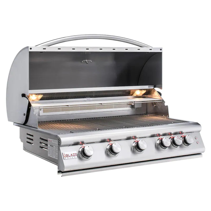 Blaze LTE 40 Inch 5-Burner Natural Gas Grill w/ Rear Burner & Lights Package - BLZ5LTENGDoorSB