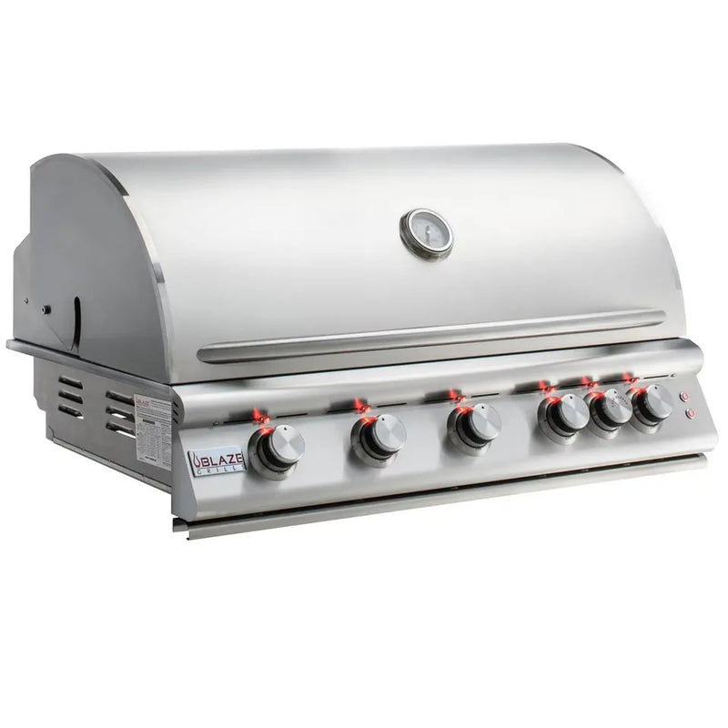 Blaze LTE 40 Inch 5-Burner Natural Gas Grill w/ Rear Burner & Lights Package - BLZ5LTENGDoorSB