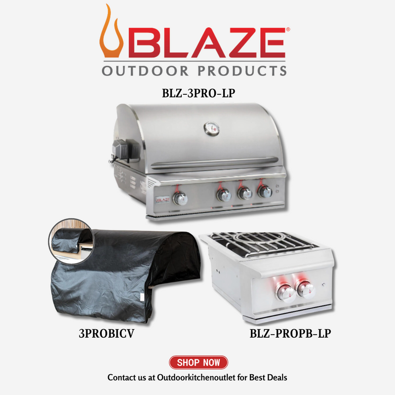 Blaze Pro Lux Package 34-inch 3 Burner with Pro Power Burner and Grill Cover LP - BLZ3ProBasicPCKGLP