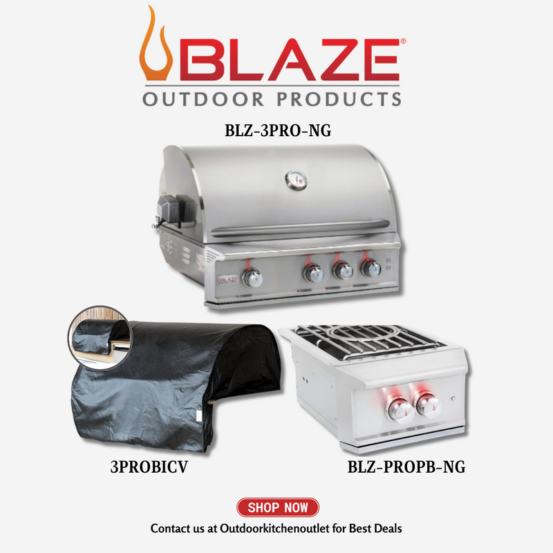Blaze Pro Lux Package 34-inch 3 Burner with Pro Power Burner and Grill Cover LP