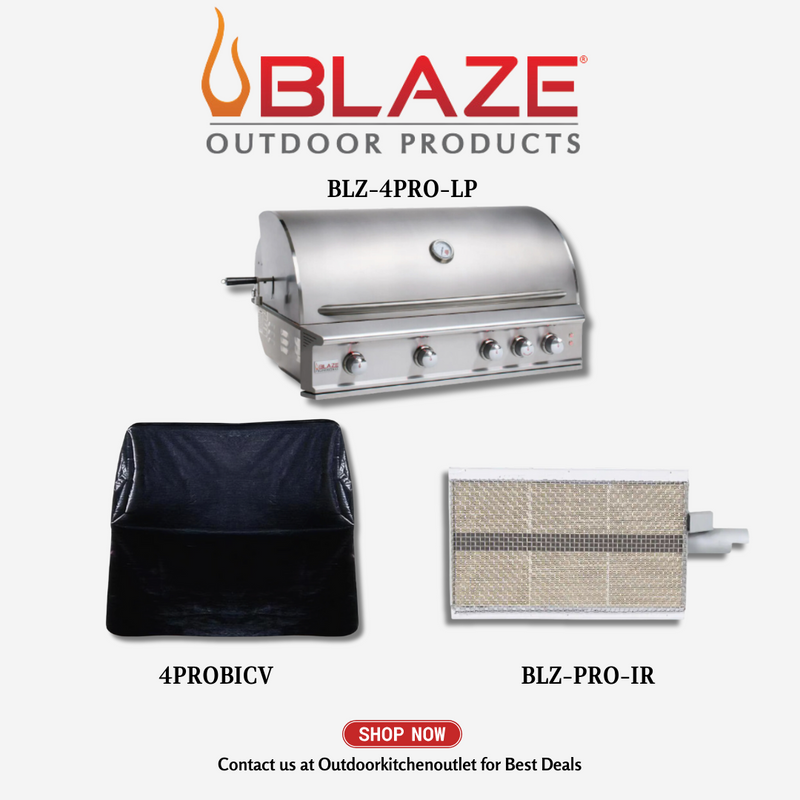 Blaze Pro Lux Package Deal 44-inch 4-burner Grill w/ Cover and Infrared Burner LP