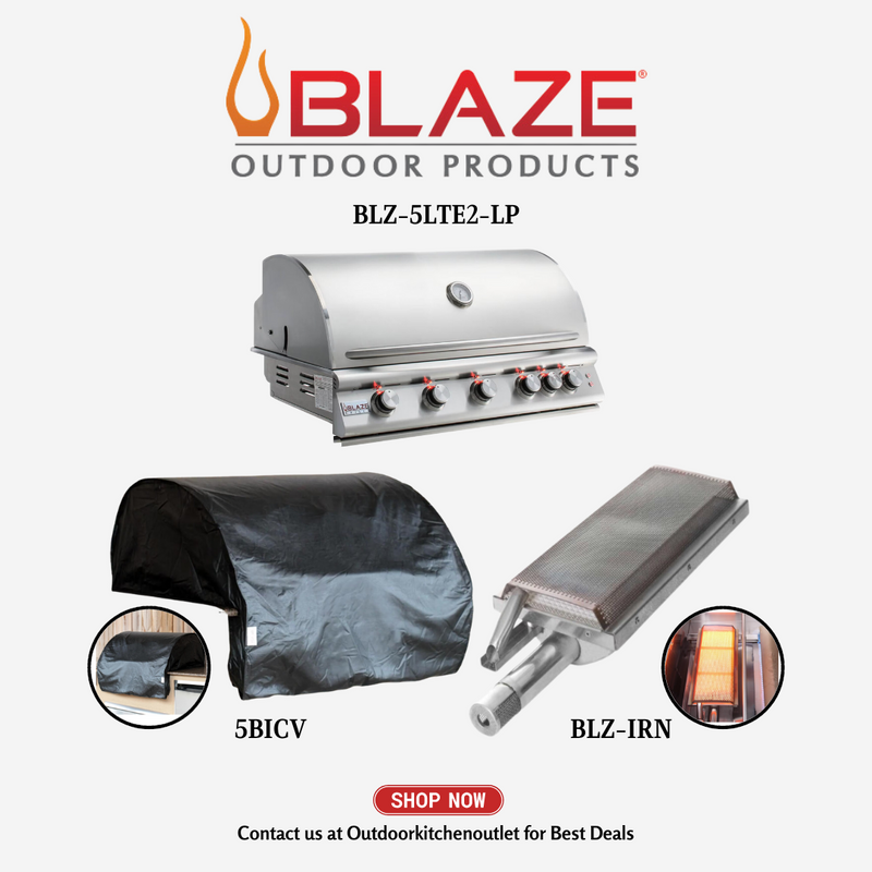 Blaze LTE Premium 5 Burner Grill Package w/ Cover, Infrared Burner LP