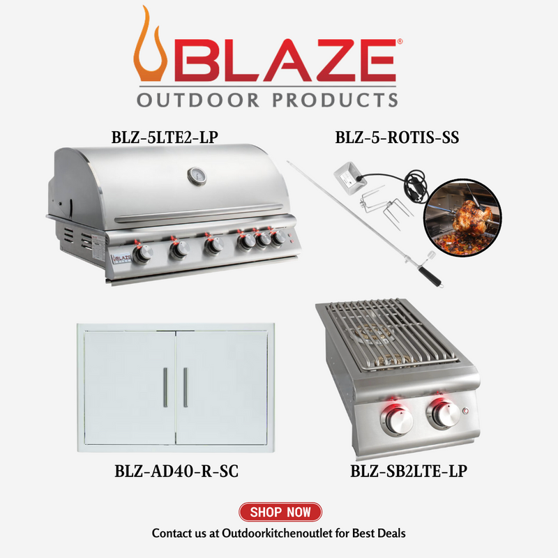 Blaze Grill Package (BLZ-5LTE2-LP + BLZ-AD40-R-SC + BLZ-SB2LTE-LP + BLZ-34-ROTIS-SS) BLZ5LTELPDoor