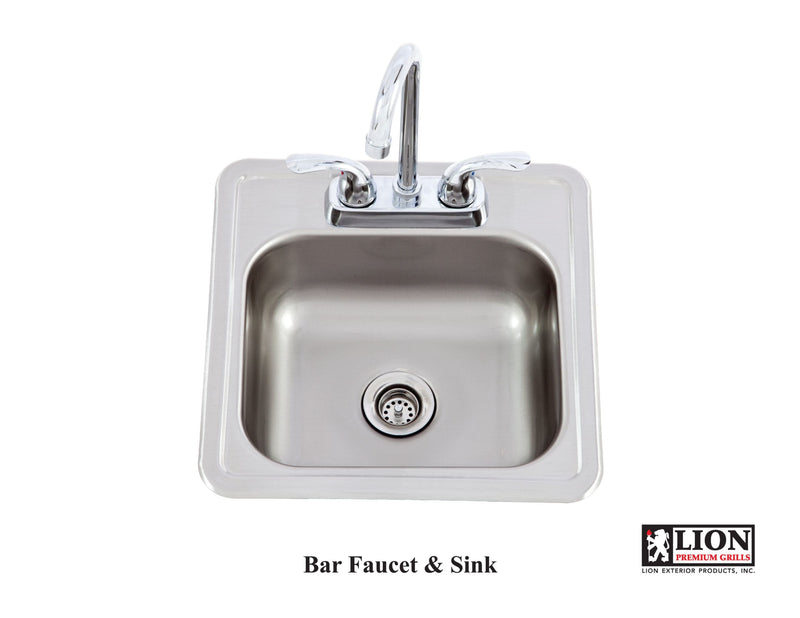 Lion Premium Grills 15 X 15 Outdoor Stainless Steel Sink With Hot/Cold Faucet – 54167