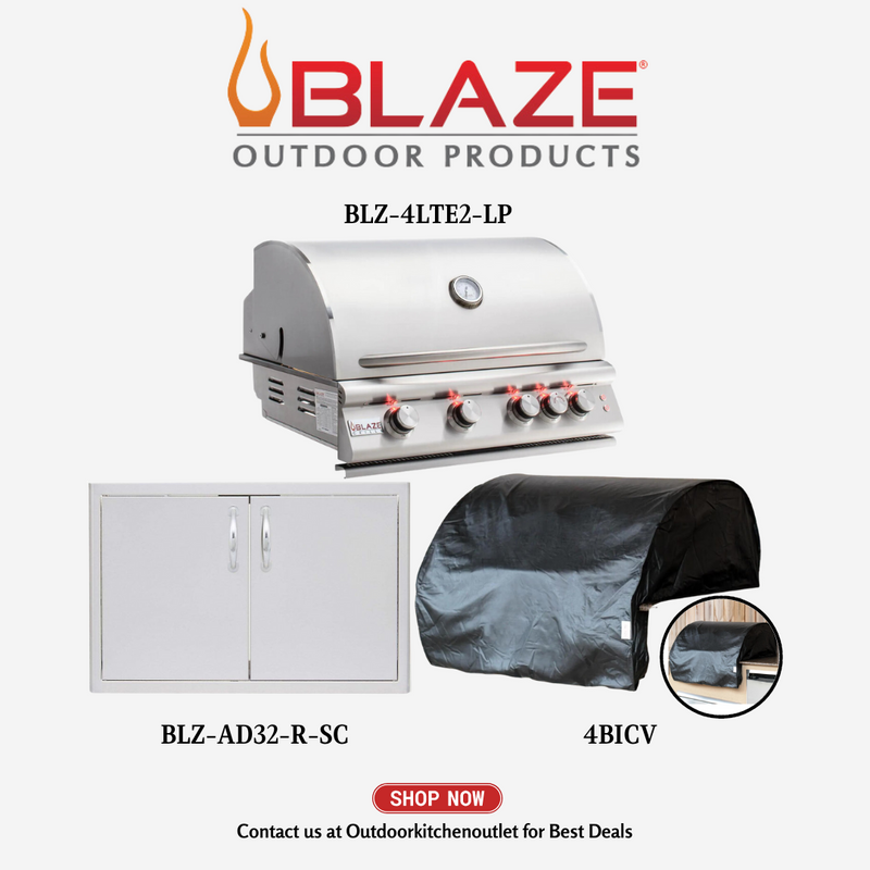 Blaze 4 Burner Grill Propane, 32 Inch Cover and Access Door Package Deal - BBP2LP