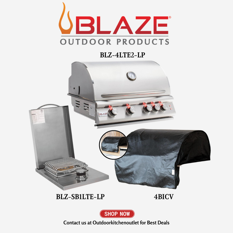 Blaze 4 Burner Grill Package Deal Propane 32" Grill Cover and Side Burner BBP3LP