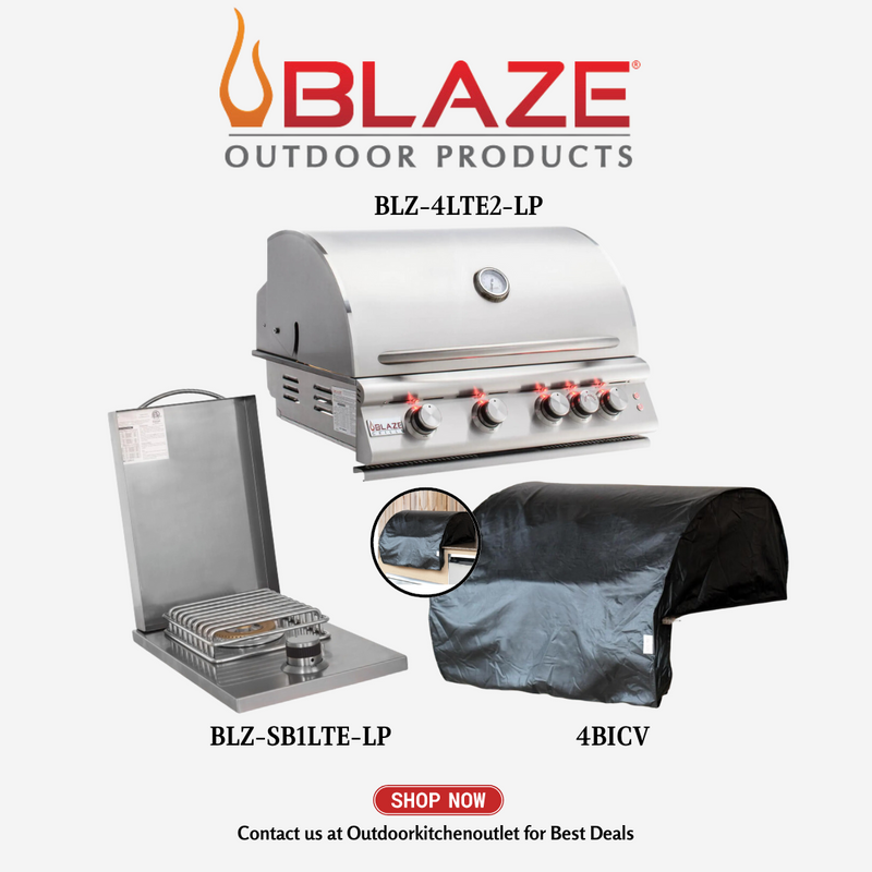 Blaze 4 burner Grill package deal Propane 32" Grill cover and side burner BBP3LP