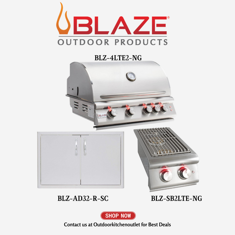 Blaze BBQ Grill Package Stainless Steel, Side burner, Access Door- Propane BP1NG