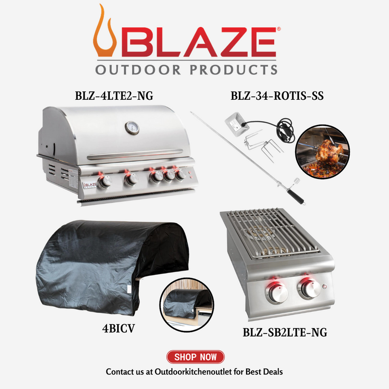Blaze BBQ Package, Side burner, 32" Grill Cover, Rotisserie Natural Gas BP3NG