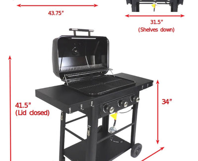 Brand-Man - The Bronco2- 3-Burner Portable Liquid Propane Gas Grill - BMBRON2-3B