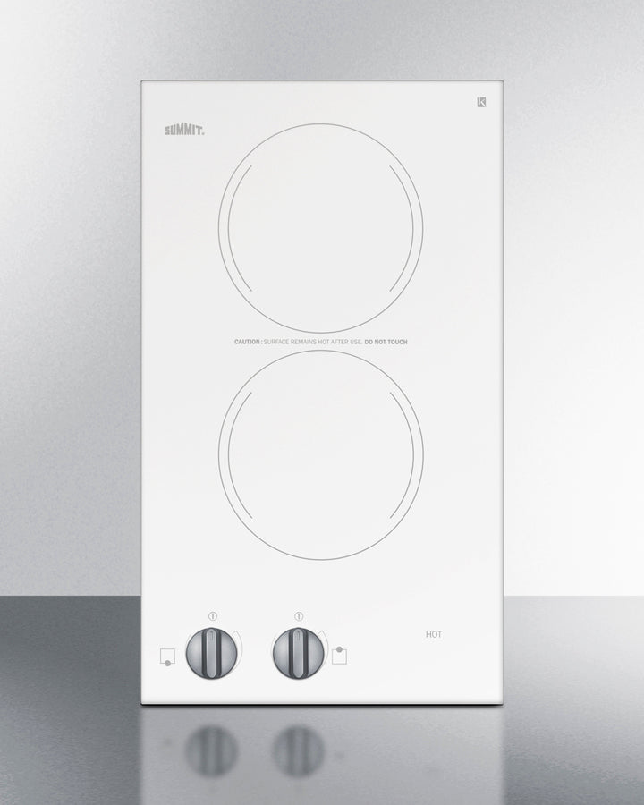 Summit 12" Wide 220-240V 2-Burner Radiant Cooktop White - CR2220WHE