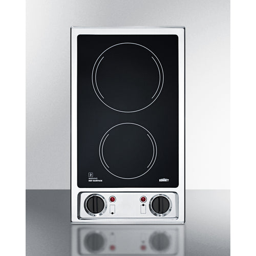 Summit 12" Wide 115V 2-Burner Radiant Cooktop Black - CR2B120