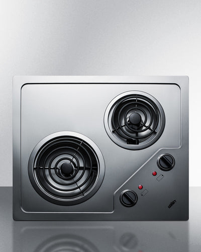 Summit 21" Wide 115V 2-Burner Coil Cooktop - CR2B122