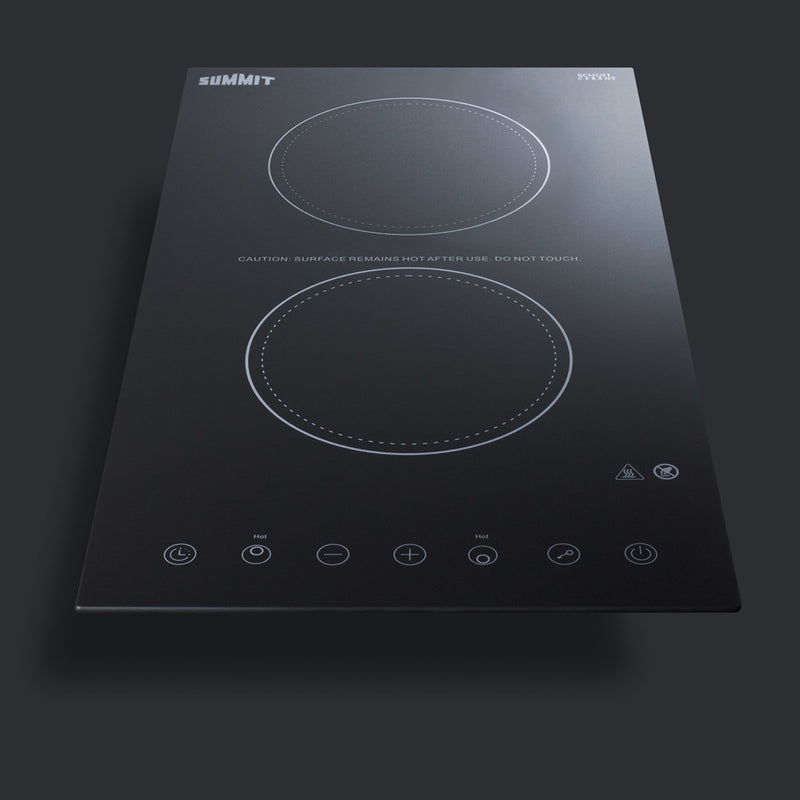 Summit 12" Wide 115V 2-Burner Radiant Cooktop Black - CR2B15T1B