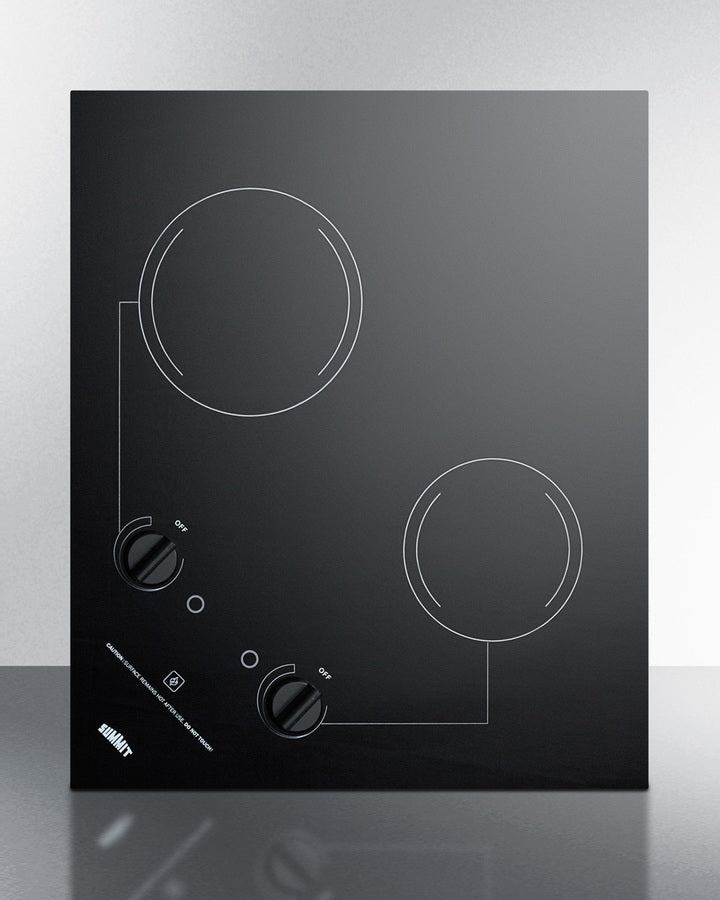 Summit 21" Wide 230V 2-Burner Radiant Cooktop Black - CR2B223G