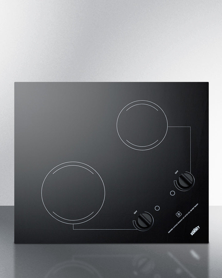 Summit 21" Wide 230V 2-Burner Radiant Cooktop Black - CR2B223G