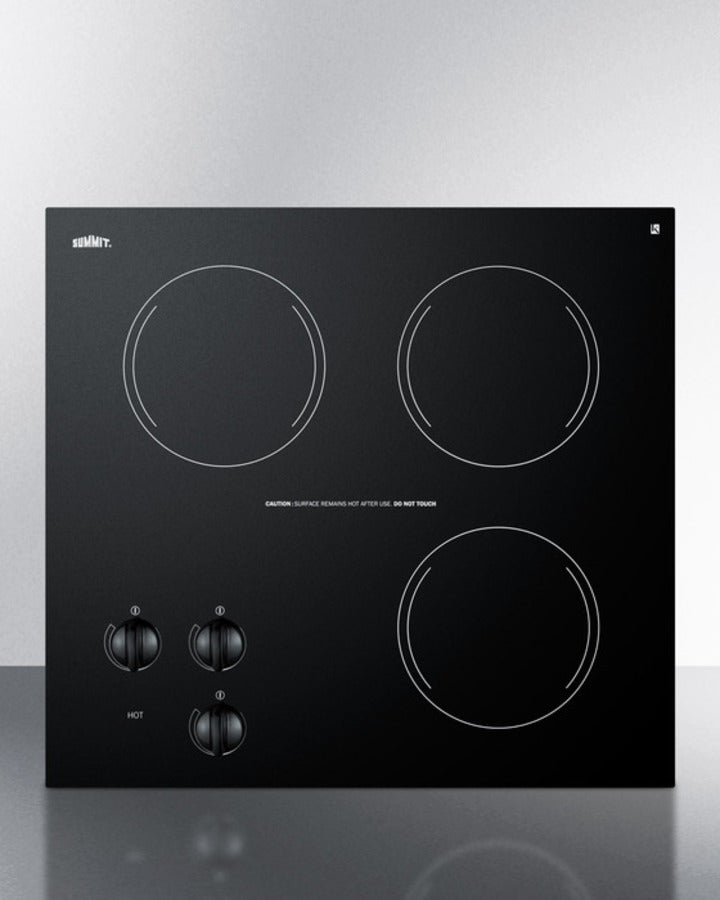 Summit 22" Wide 230V 3-Burner Radiant Cooktop Black - CR3240