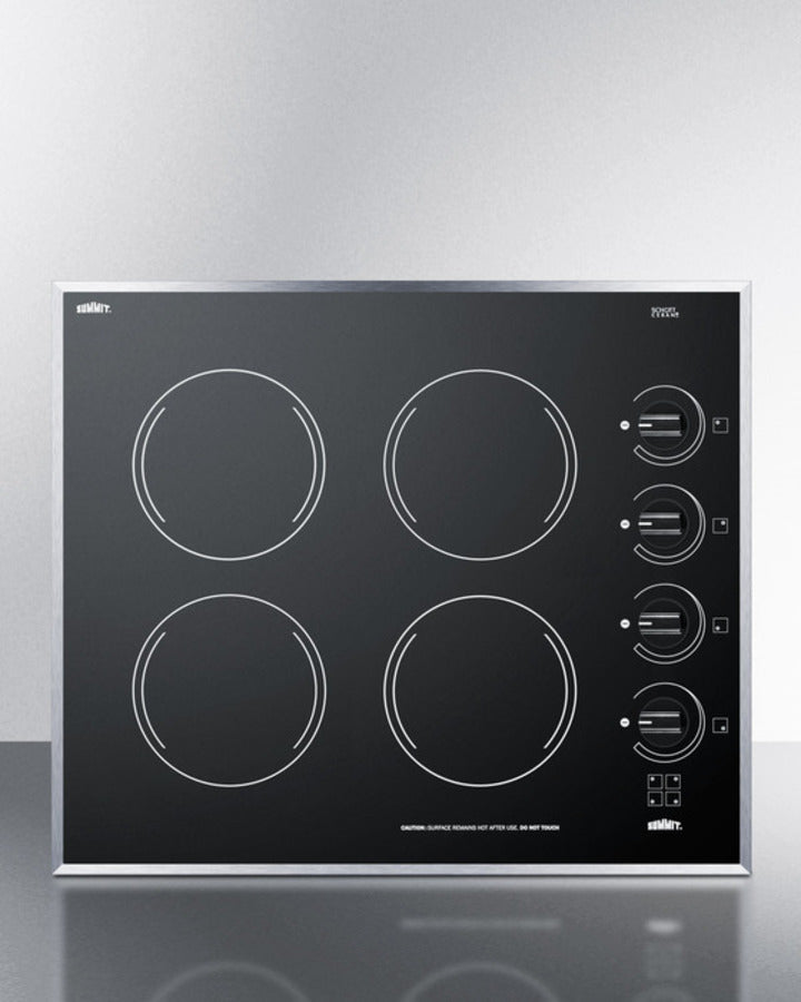 Summit 24" Wide 230V 4-Burner Radiant Cooktop Black - CR424BL