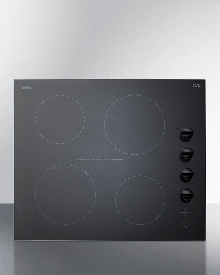 Summit 24" Wide 230V 4-Burner Radiant Cooktop Black - CR4B242BK