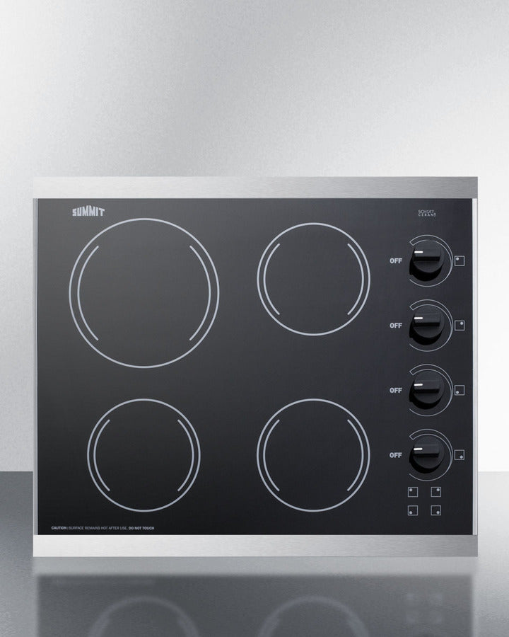 Summit 24" Wide 230V 4-Burner Radiant Cooktop Black - CRS426BL