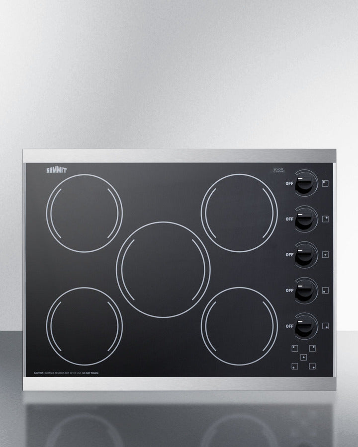 Summit 27" Wide 230V 5-Burner Radiant Cooktop Black - CRS5B13B