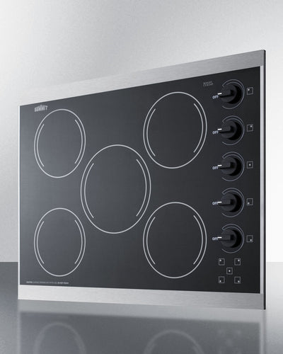 Summit 27" Wide 230V 5-Burner Radiant Cooktop Black - CRS5B13B