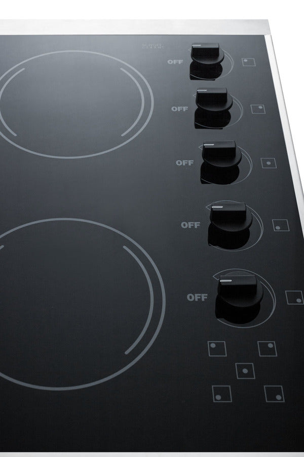 Summit 27" Wide 230V 5-Burner Radiant Cooktop Black - CRS5B13B