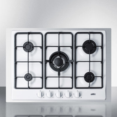 Summit 30" Wide 5 Burner Gas Cooktop White - GC5271WTK30