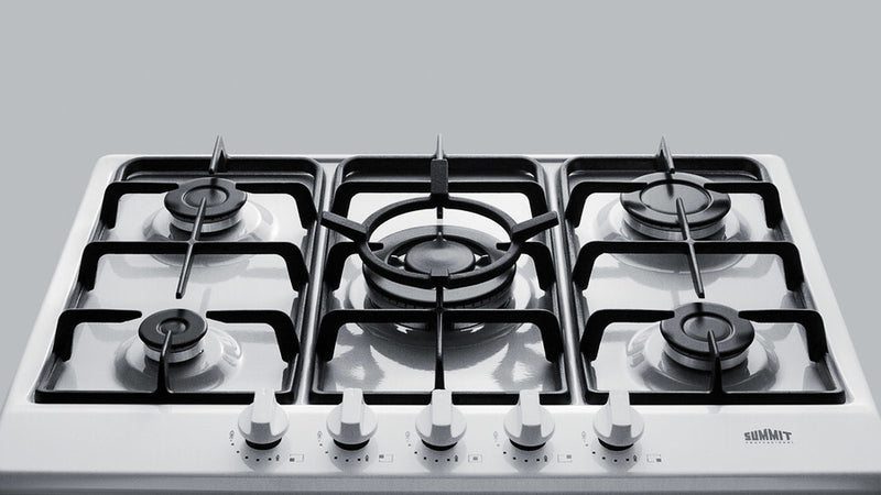 Summit 30" Wide 5 Burner Gas Cooktop White - GC5271WTK30