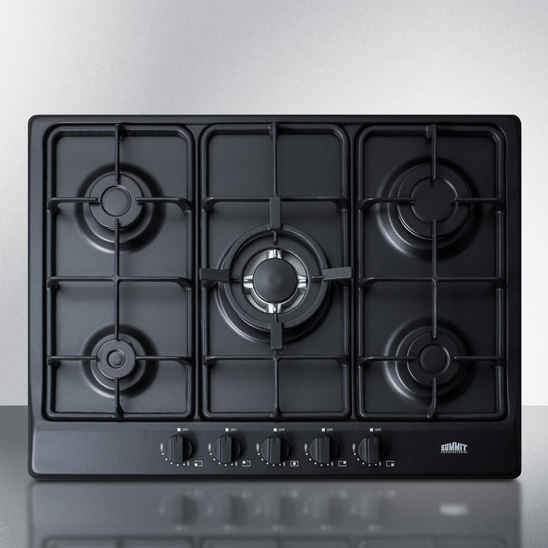 Summit 27" Wide 5 Burner Gas Cooktop Black - GC5272B