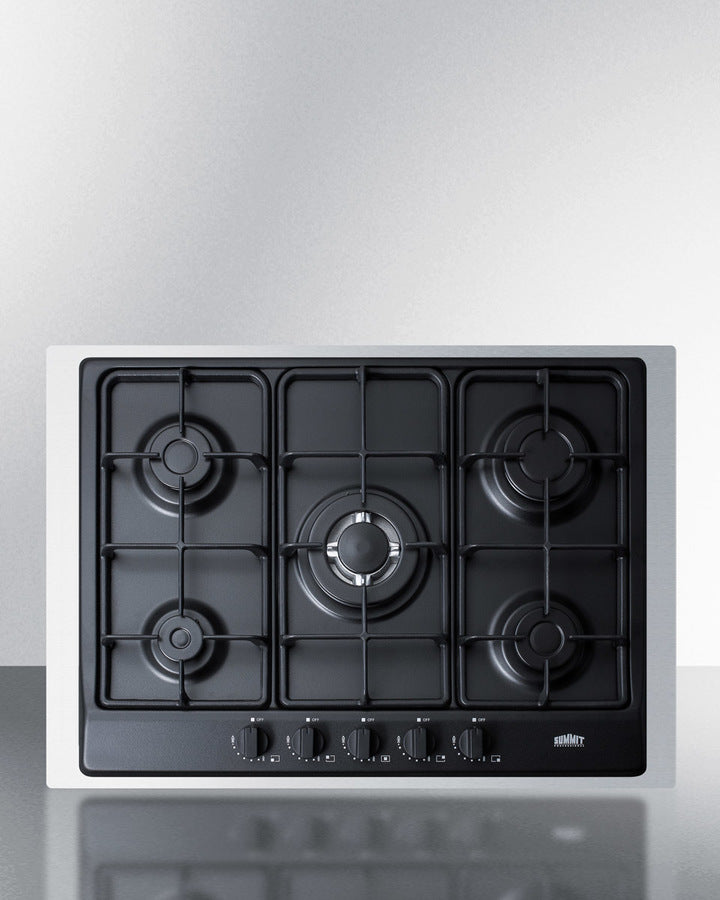 Summit 30" Wide 5 Burner Gas Cooktop Black - GC5272BTK30