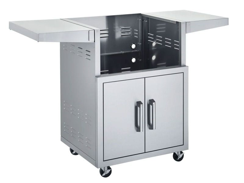 Broilmaster Stainless Steel Double Door Cart with 2 Fold-Down Side Shelves, Locking Caster: 25 Inch - BSACT26