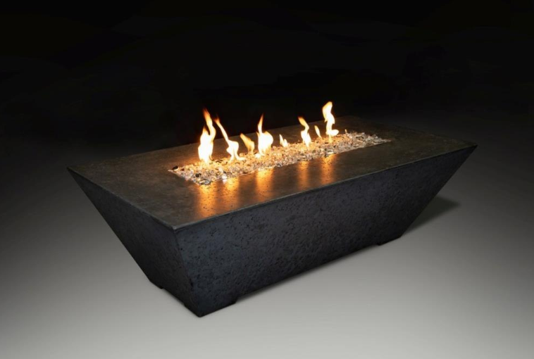 Athena ORECFT-603024 Olympus Extra Tall 60x30-Inch Rectangular Concrete Propane Fire Pit in Bone Color- ORECFT-603024-BON-P