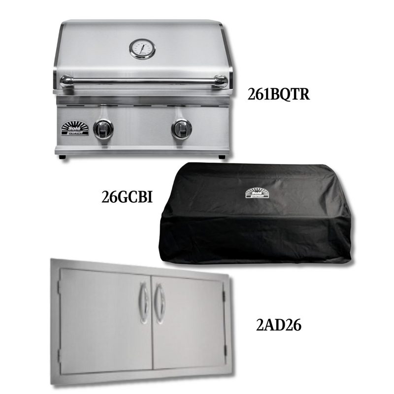 Sole Gourmet 261BQTR Natural Gas with Cover, Double Access Door, Double Side Burner and Refrigeration  - PCKG2-261BQTR