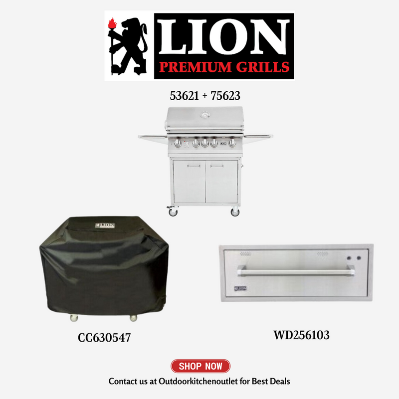 Lion 53621 + 75623 Natural Gas with Cover and Warming Drawer - PCKG1-53621 + 75623