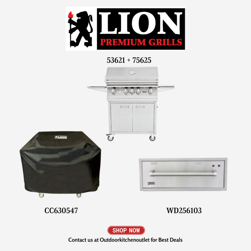 Lion 53621 + 75625 Liquid Propane Gas with Cover and Warming Drawer - PCKG1-53621 + 75625