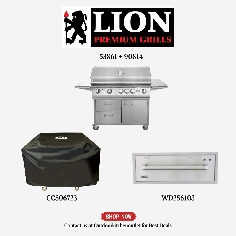 Lion 53861 + 90814 Liquid Propane Gas with Cover and Warming Drawer - PCKG1-53861 + 90814