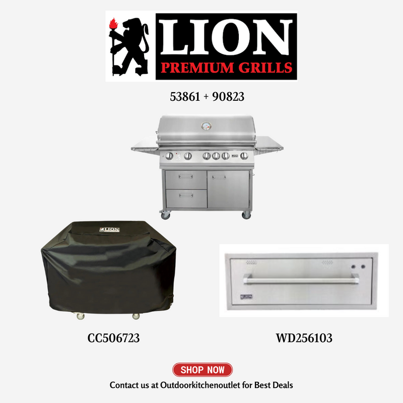 Lion 53861 + 90823 Natural Gas with Cover and Warming Drawer - PCKG1-53861 + 90823