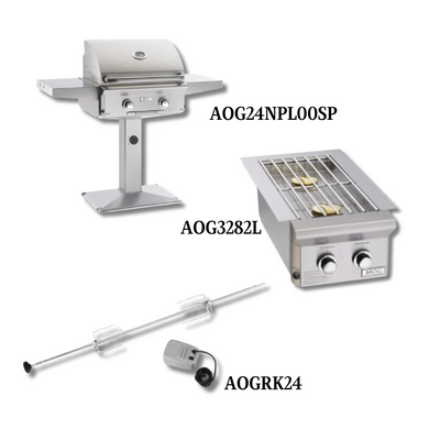 AOG AOG24PCL Liquid Propane Gas with Double Side Burner and Rotisserie Kit - PCKG1-AOG24PCL
