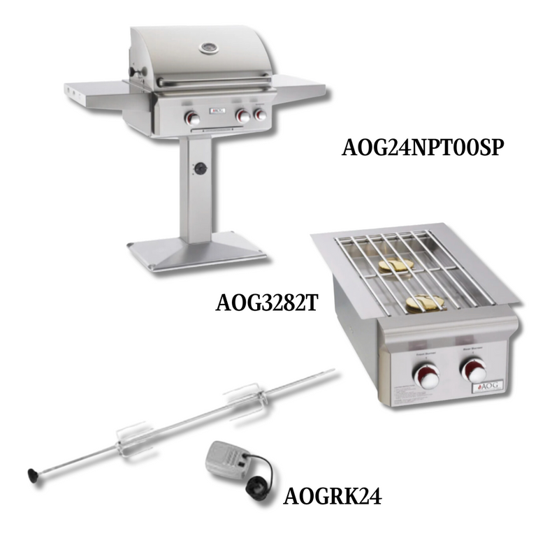 AOG AOG24NPT00SP Natural Gas with Double Side Burner and Rotisserie Kit - PCKG1-AOG24NPT00SP