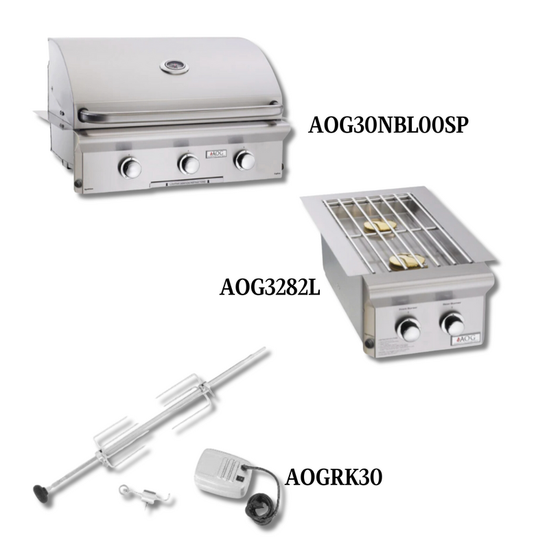 AOG AOG30NBL00SP Natural Gas with Double Side Burner and Rotisserie Kit- PCKG1-AOG30NBL00SP