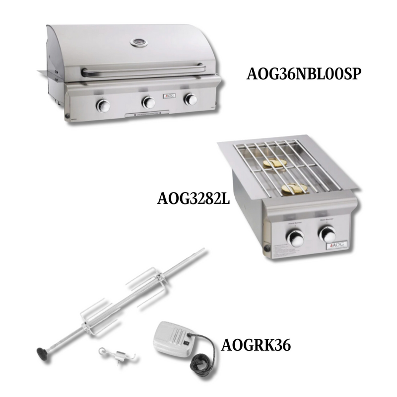 AOG AOG36NBL00SP Natural Gas with Double Side Burner and Rotisserie Kit - PCKG1-AOG36NBL00SP