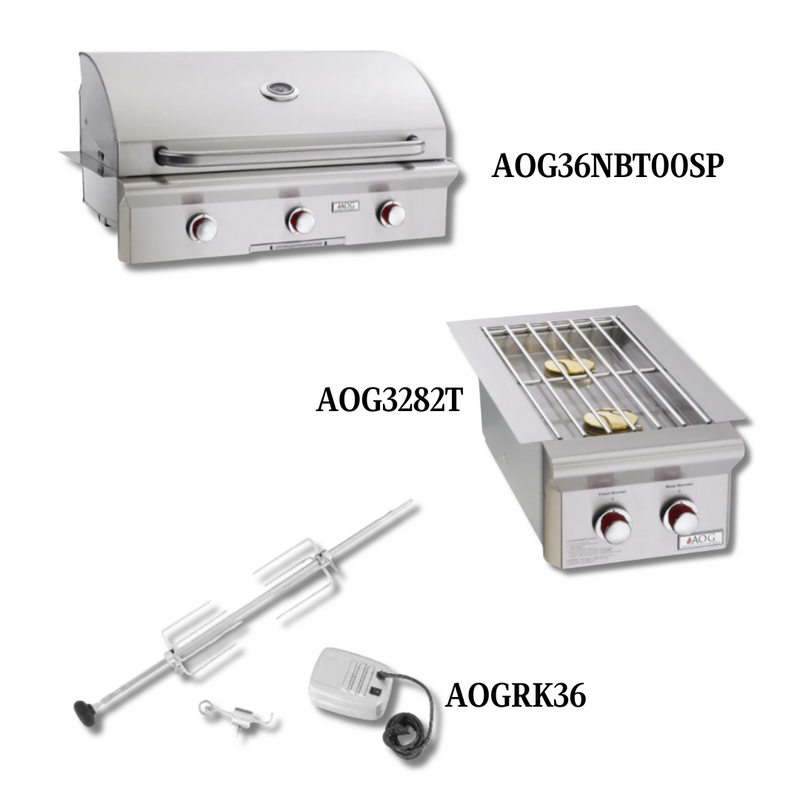 AOG AOG36NBT00SP Natural Gas with Double Side Burner and Rotisserie Kit - PCKG1-AOG36NBT00SP