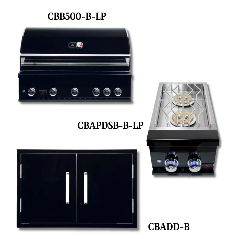 Bonfire Whistler Prime 500 Black Series - 42-Inch 5-Burner Built-In Propane Grill with Side Burner and Access Door