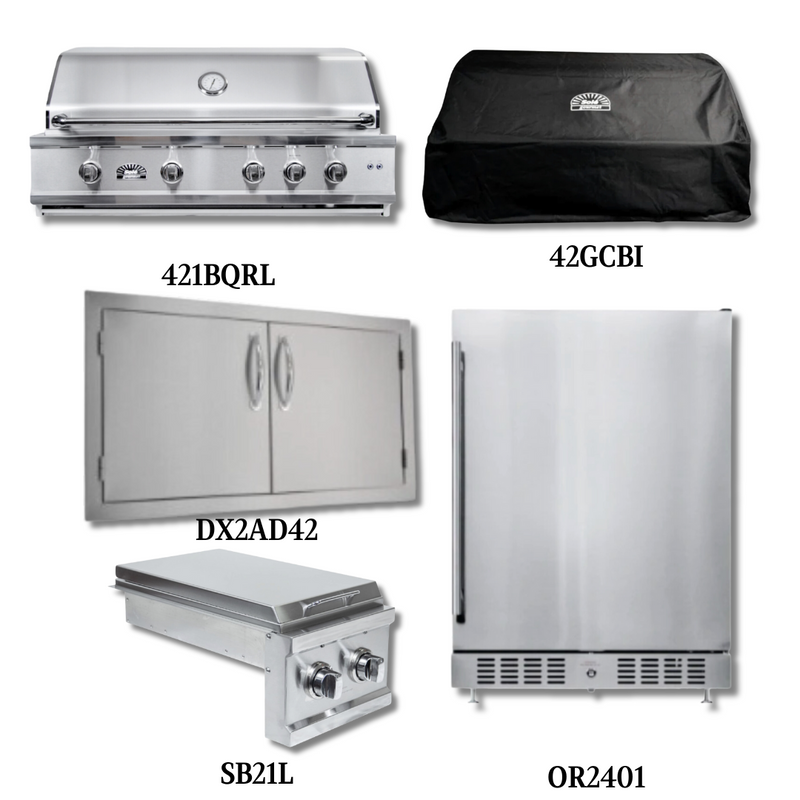 Sole Gourmet 421BQRL Natural Gas with Cover, Double Access Door, Double Side Burner and Refrigeration - PCKG2-421BQRL
