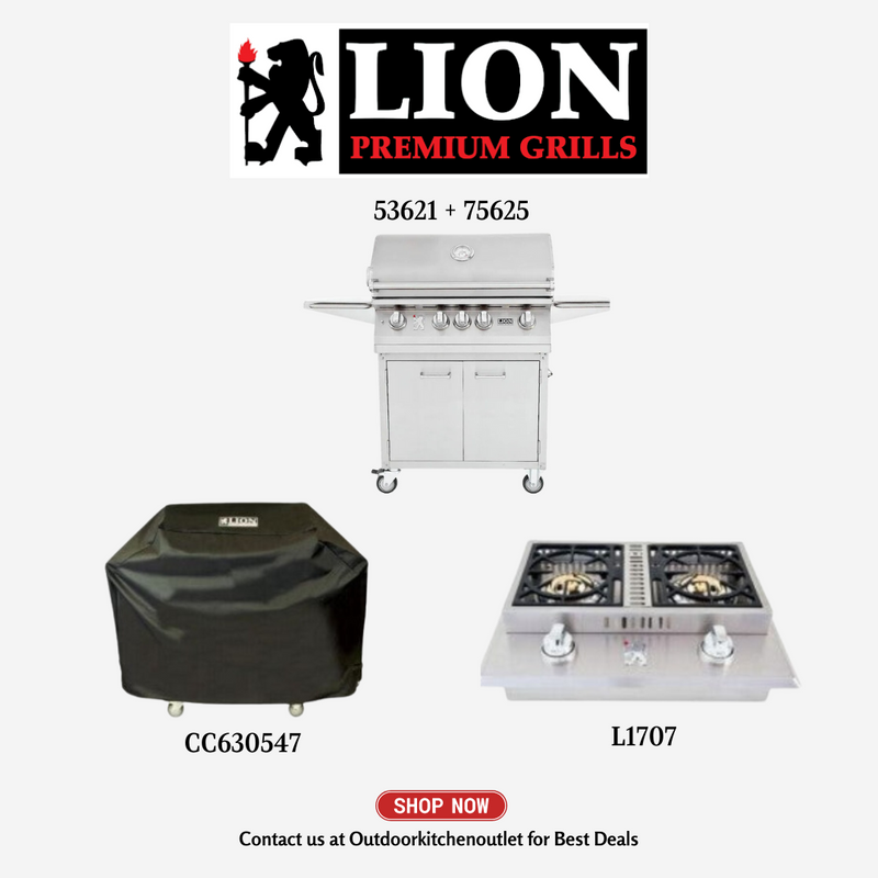 Lion 53621 + 75625 Liquid Propane Gas with Cover and Double Side Burner - PCKG2-53621 + 75625