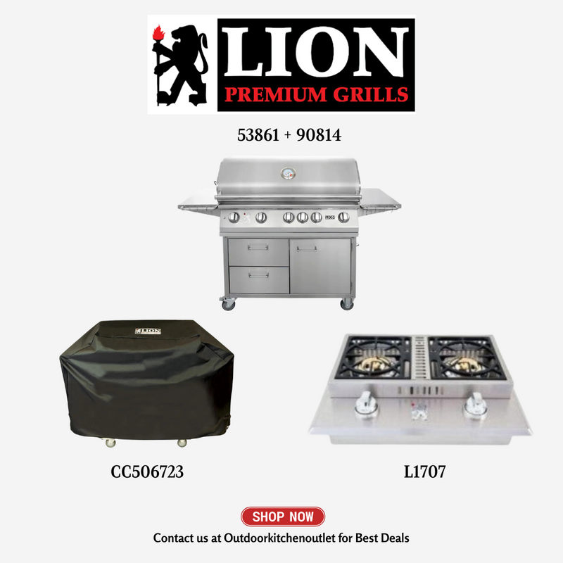 Lion 53861 + 90814 Liquid Propane Gas with Cover and Double Side Burner - PCKG2-53861 + 90814