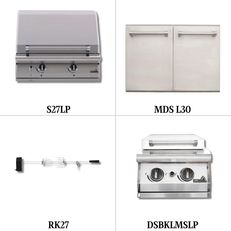 PGS S27LP Liquid Propane Gas with Double Access Door, Rotisserie Kit and Double Side Burner - PCKG2-S27LP